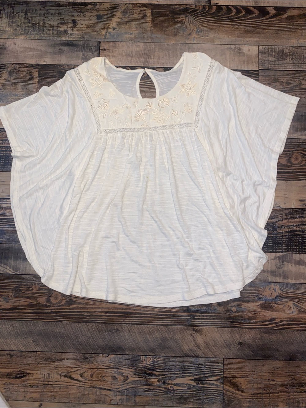 Maurices Butterfly style Embroidered Scoop Neck Blouse